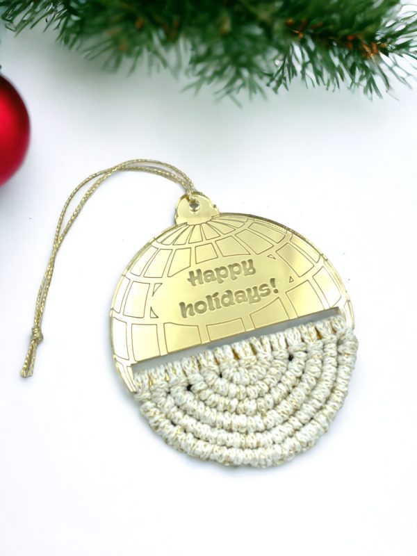 Μπάλα Μακραμέ "Happy Holidays"