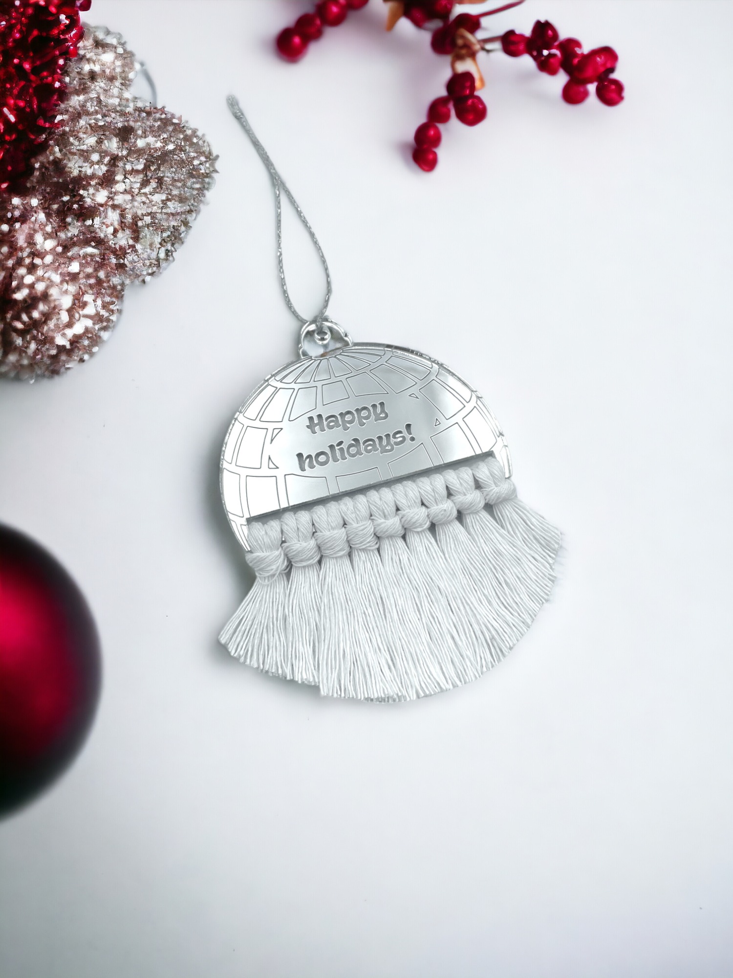 Μπάλα Μακραμέ “Happy Holidays”